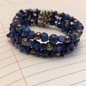 Sterling Silver and Cobalt Blue Lapis bangle